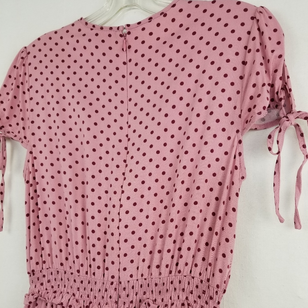 Gal Meets Glam Corinne Mauve Polka Dot Cinch Waist A-line Dress Size Small - Picture 11 of 15